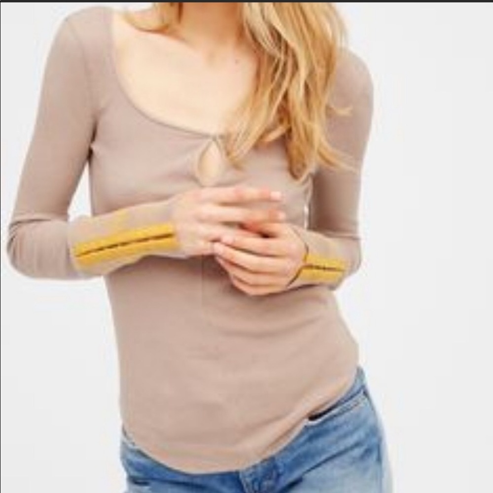 NWT Free People Mod Stripe Cuff Tee Size Medium - Picture 7 of 8